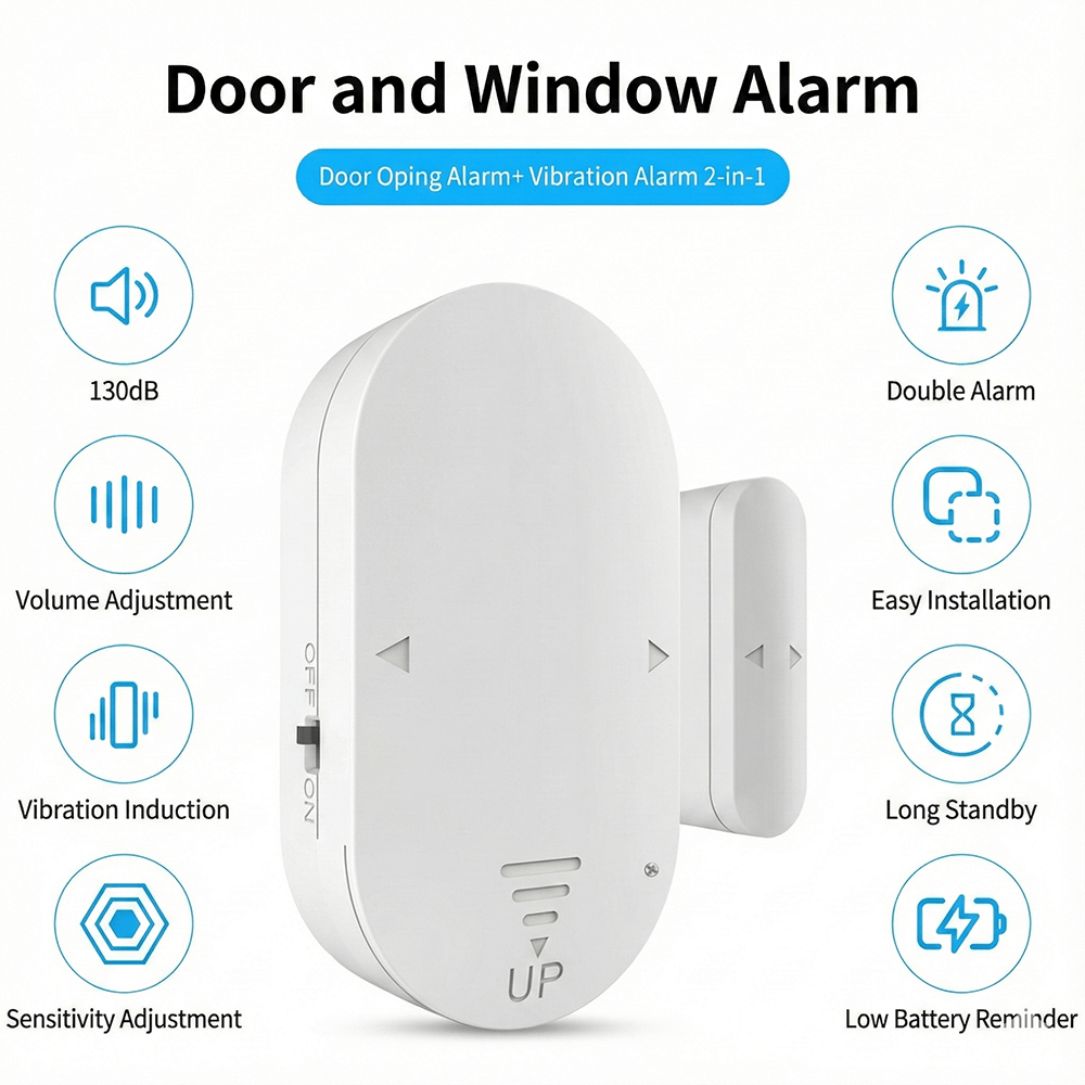 Wireless Door Window Sensor Alarm 130dB Magnetic Entry Alert Security Chime