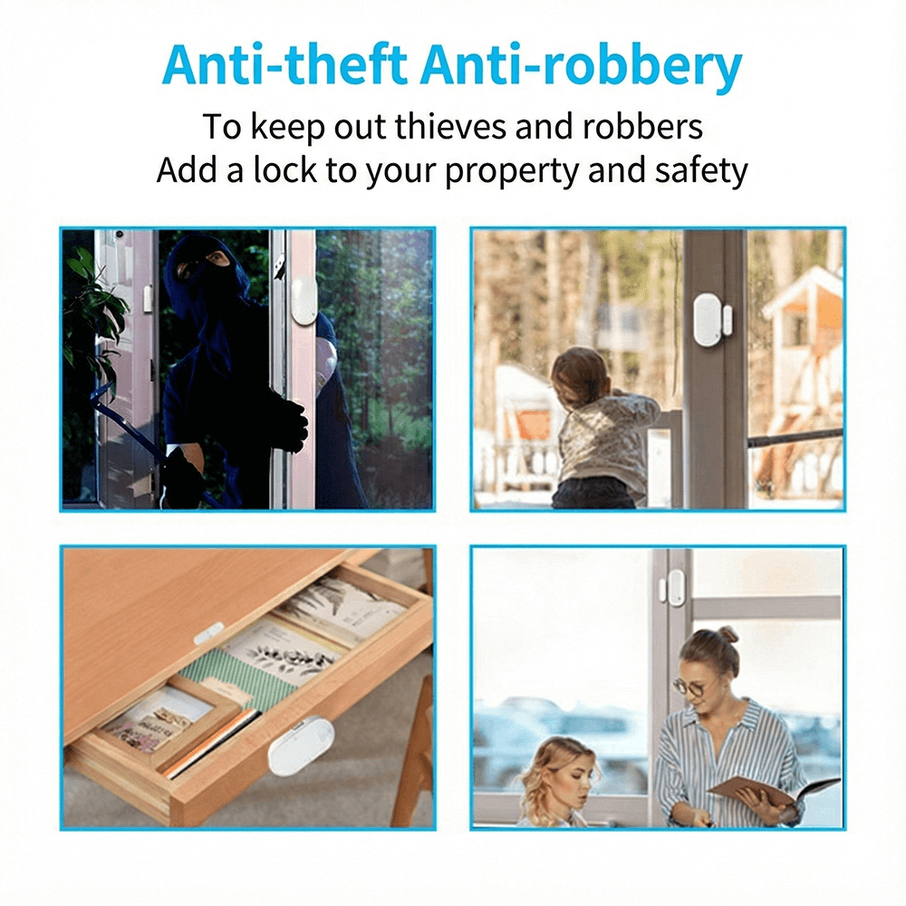 Wireless Door Window Sensor Alarm 130dB Magnetic Entry Alert Security Chime